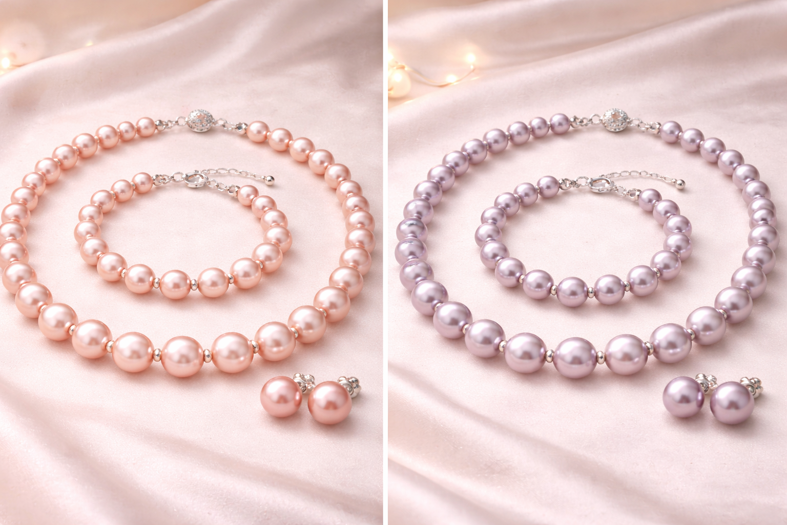 pearlsonly-blog-109-image-6-pearl - Rózsaszín és levendula gyöngy nyaklánc és fülbevaló szett - Gyöngyékszerek - pearlsonly