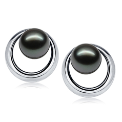 9-10mm Tahiti Fülbevaló készlet in Napfelkelte Fekete